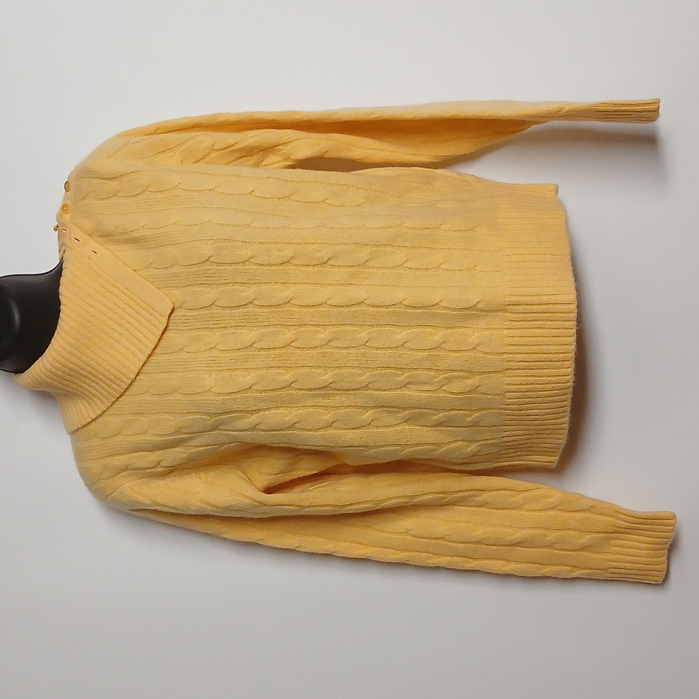 Valerie Stevens Women Cowl Neck Cable knit Longsleeve Sweater in Soft Yellow NWT - Picture 2 of 8